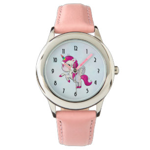 Montre Unicorne rose mignonne avec ailes
