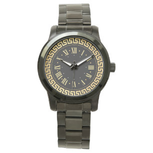 Montre Unisex Monogramme Luxe Bracelets Noirs Élégants
