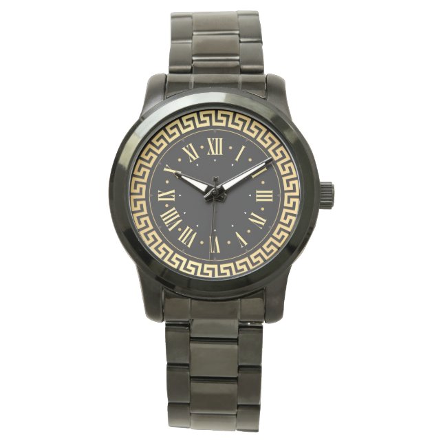 Montre Unisex Monogramme Luxe Bracelets Noirs Élégants (devant)