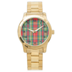 Montre Unisex Surdimensionné Scottish Plaid Tartan Gold W