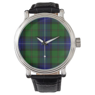 Montre Urquhart tartan bleu vert plaid
