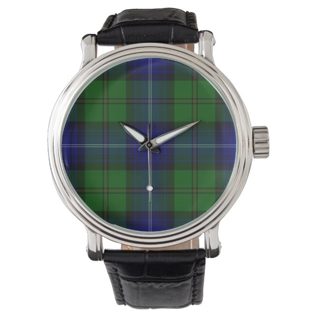 Montre Urquhart tartan bleu vert plaid (devant)