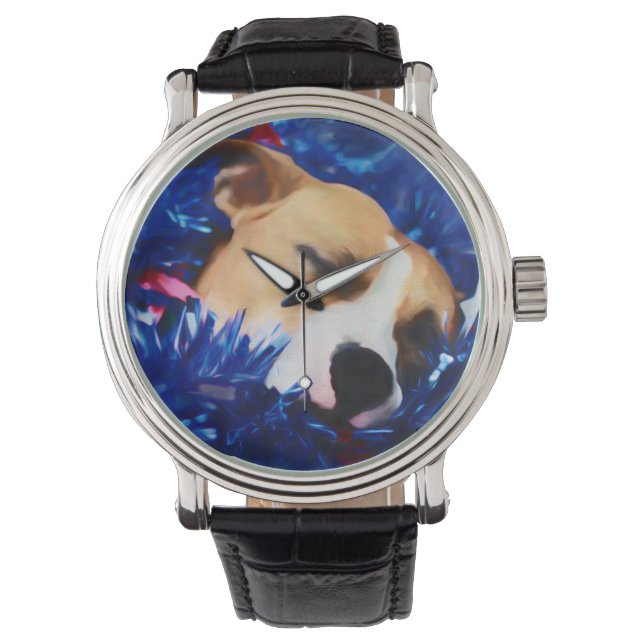 Montre USA Patriotique Chien American Pit Bull Terrier (devant)