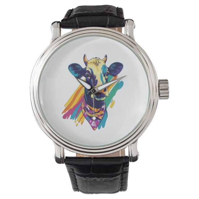 Montre Vache colorée, Conception de Vache arc-en-ciel (devant)