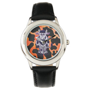 Montre Vache Noir et Orange Wild Me