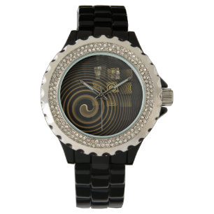 Montre Vagues dorées hypnotiques Art abstrait moderne