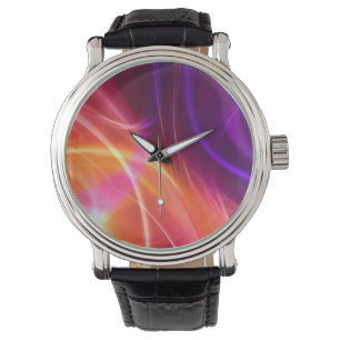 Montre Vagues dynamiques violettes et roses