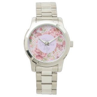 Montre Valentine Days,Elegant,Purple Peach Flowers Patter