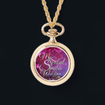 Montre Valentine Photo Watch Necklace Love Quote Necklace<br><div class="desc">Celebrate love with this custom Valentine photo watch necklace, crafted with a durable alloy case and elegant alloy chain for a timeless look. Featuring the heartfelt quote “my soul smiles with you”, this personalised watch necklace is designed to capture deep emotional connections. Perfect for Valentine’s Day and romantic occasions, this...</div>
