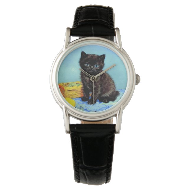 Montre Van Gogh Black Kitten avec fils (devant)