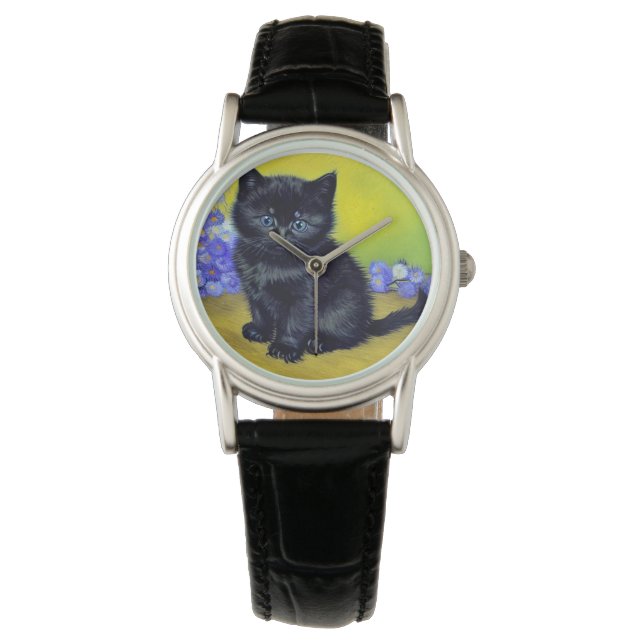 Montre Van Gogh Chat noir Fleurs violettes (devant)