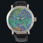 Montre Van Gogh Irises. Impressionnisme vintage floral bl<br><div class="desc">Montre Van Gogh "Irises". L'art de l'impressionnisme floral bleu.</div>