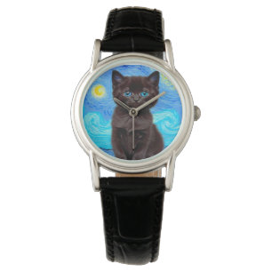 Montre Van Gogh Starry Night Black Cat