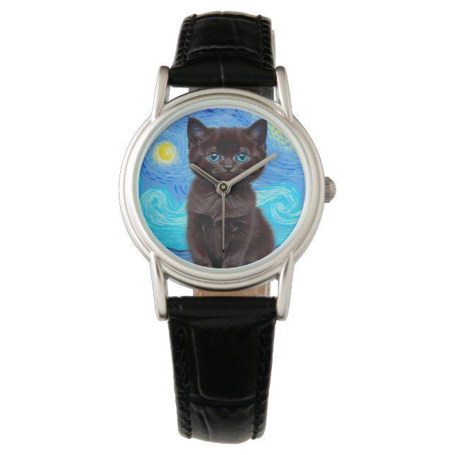 Montre Van Gogh Starry Night Black Cat (devant)