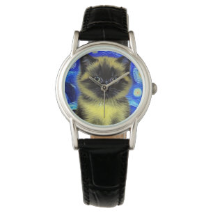 Montre Van Gogh Starry Nuit Siamese Cat