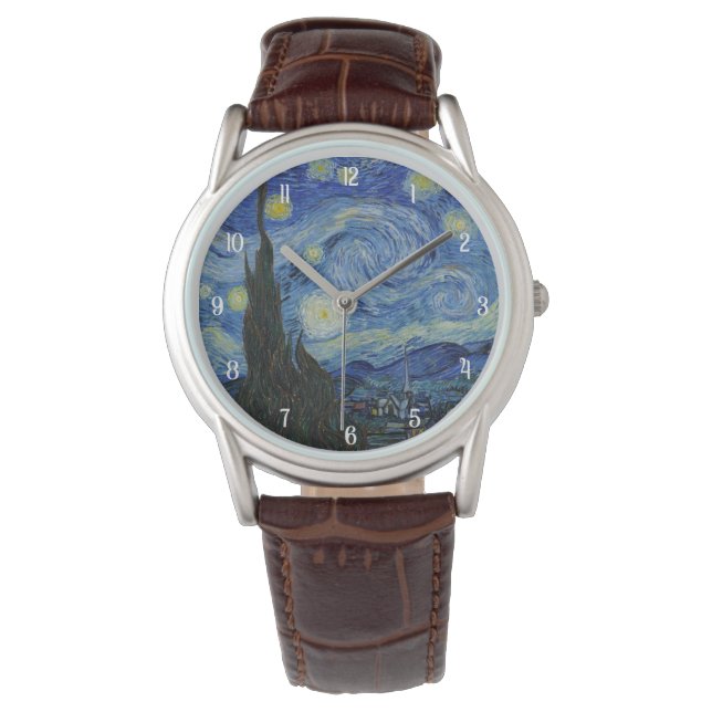 Montre Van Gogh Starry Peinture nocturne féminine élégant (devant)