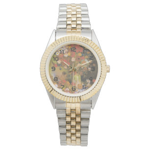 Montre Vase avec des fleurs de maïs&poppies, des pivoines