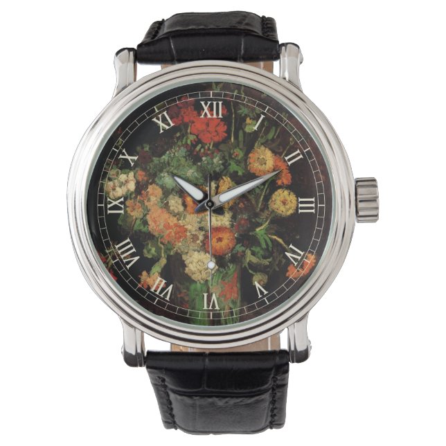 Montre Vase avec Zinnias et Geraniums, Vincent van Gogh (devant)