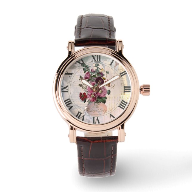 Montre Vase-Dame Vintage + Monogramme (Recto)