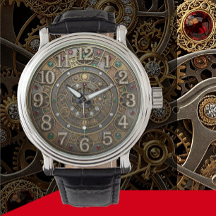 Montre Veille astrologique vintage, Steampunk, diamants