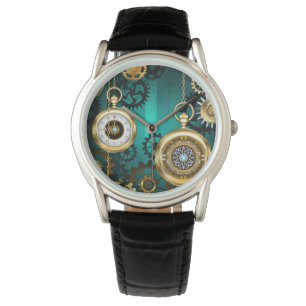 Montre Veille bijoux Steampunk sur un Arrière - plan vert