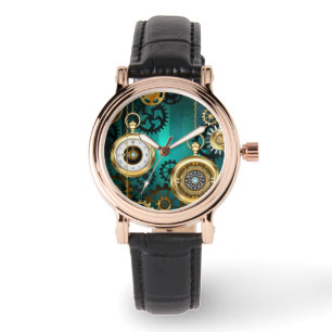 Montre Veille bijoux Steampunk sur un Arrière - plan vert