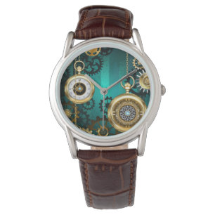 Montre Veille bijoux Steampunk sur un Arrière - plan vert
