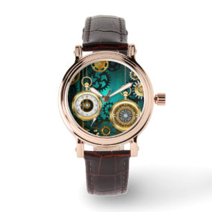 Montre Veille bijoux Steampunk sur un Arrière - plan vert