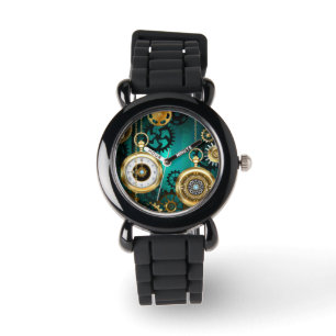 Montre Veille bijoux Steampunk sur un Arrière - plan vert