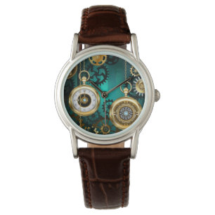 Montre Veille bijoux Steampunk sur un Arrière - plan vert