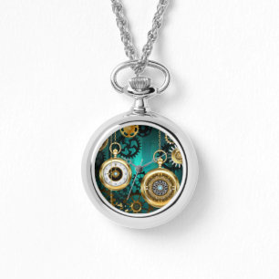 Montre Veille bijoux Steampunk sur un Arrière - plan vert