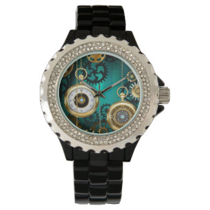 Montre Veille bijoux Steampunk sur un Arrière - plan vert