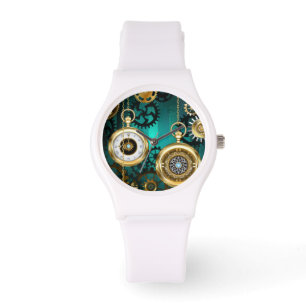 Montre Veille bijoux Steampunk sur un Arrière - plan vert