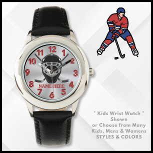 Montre Veille de hockey personnalisée pour les enfants au