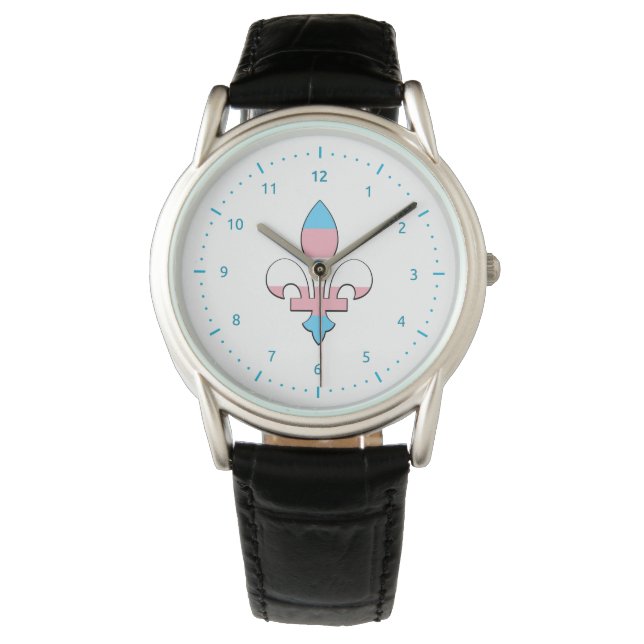 Montre Veille de la fierté transgenre fleur-de-lis (devant)