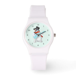Montre Veille de Noël Snowman avec guitare