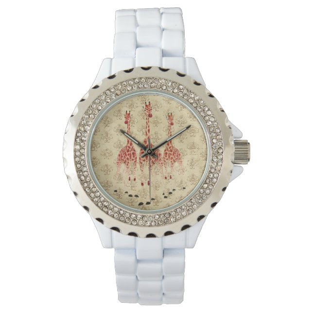 Montre Veille des girafes de rose rouge (devant)