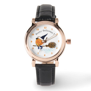 Montre Veille d'Halloween Sorcière Citrouille Balai Volan