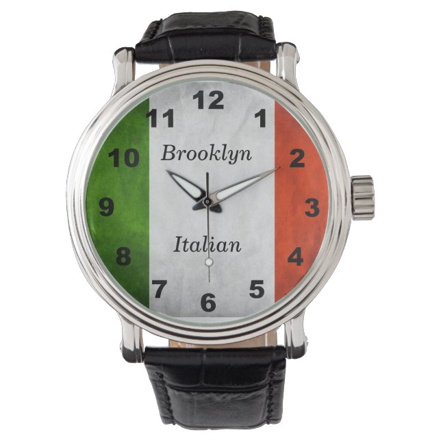 Montre Veille du drapeau italien personnalisable (devant)