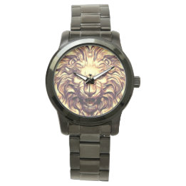 Montre Veille électronique de la tête de lion doré