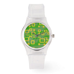 Montre Veille géométrique verte
