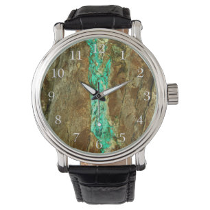 Montre Veine naturelle de turquoise dans la pierre brune
