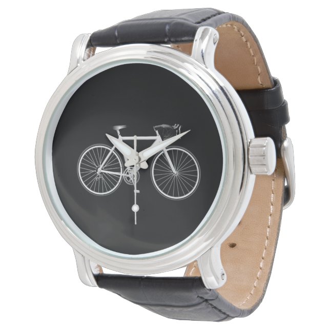 Montre Vélo blanc sur noir (Incliné)