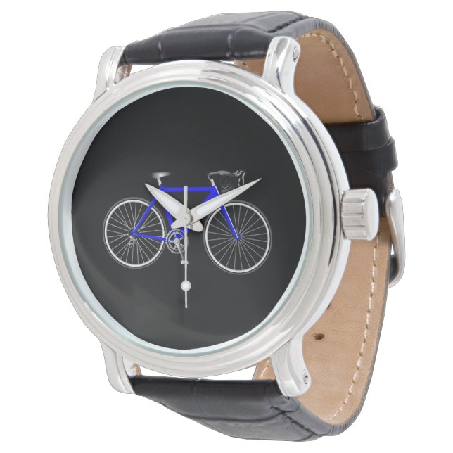 Montre Vélo Bleu Sur Noir (Incliné)