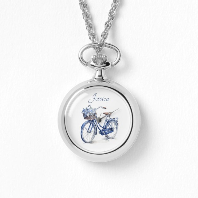 Montre Vélo en Delft Blue personnalisable (Recto)