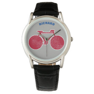 Montre vélo graphique rouge avec nom, cool