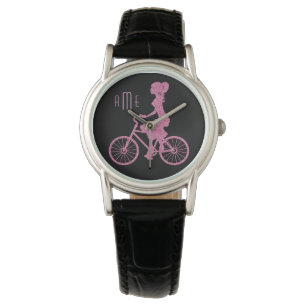Montre Vélo rose sur Monogramme noir