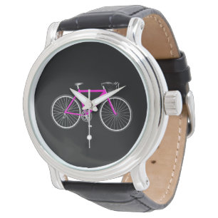 Montre Vélo rose sur noir