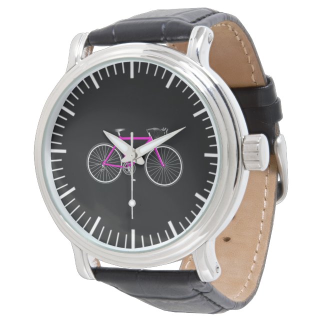 Montre Vélo rose sur noir (Incliné)