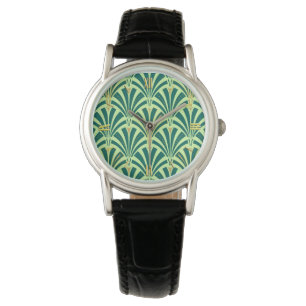 Montre Ventilateur Art Déco motif - vert pin et menthe